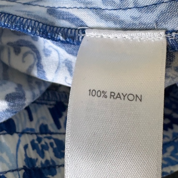 J. Jill Rayon Blue and White Wide Leg Paisley Ankle Pants M - Picture 7 of 9